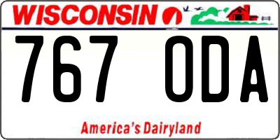 WI license plate 767ODA