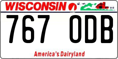 WI license plate 767ODB