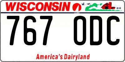 WI license plate 767ODC