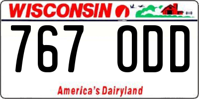 WI license plate 767ODD