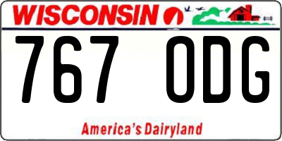 WI license plate 767ODG