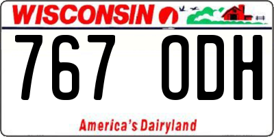WI license plate 767ODH