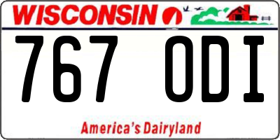 WI license plate 767ODI