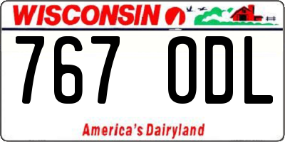 WI license plate 767ODL