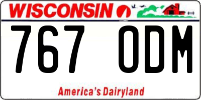 WI license plate 767ODM