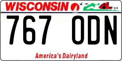 WI license plate 767ODN