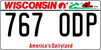 WI license plate 767ODP
