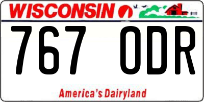 WI license plate 767ODR