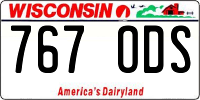 WI license plate 767ODS