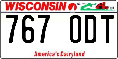 WI license plate 767ODT