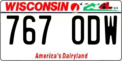 WI license plate 767ODW