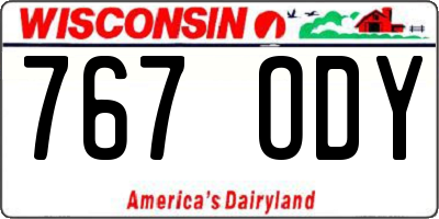 WI license plate 767ODY