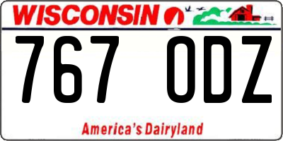 WI license plate 767ODZ