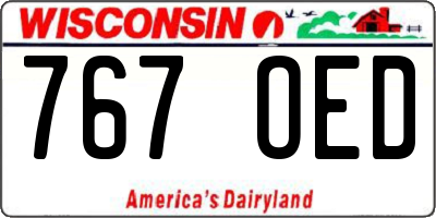 WI license plate 767OED