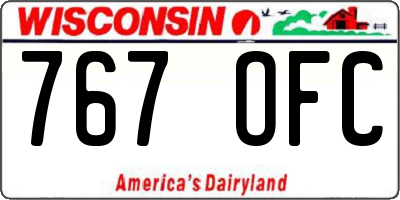 WI license plate 767OFC