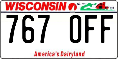 WI license plate 767OFF