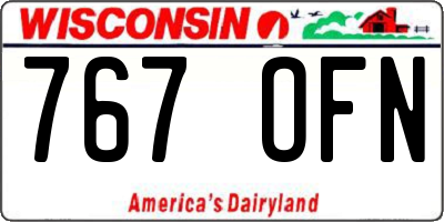 WI license plate 767OFN