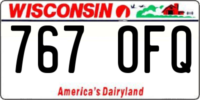 WI license plate 767OFQ