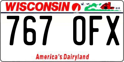 WI license plate 767OFX