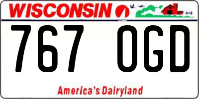 WI license plate 767OGD