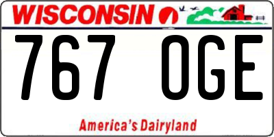WI license plate 767OGE