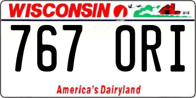 WI license plate 767ORI