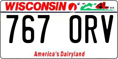 WI license plate 767ORV