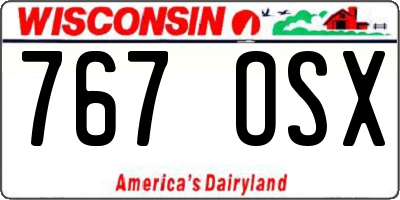 WI license plate 767OSX