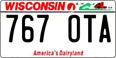 WI license plate 767OTA