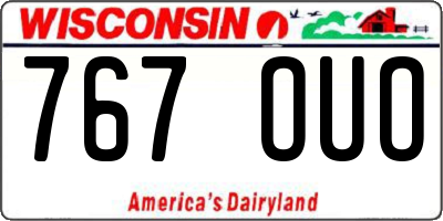 WI license plate 767OUO