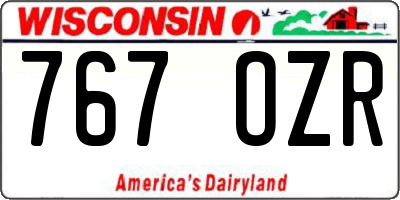 WI license plate 767OZR