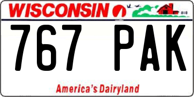 WI license plate 767PAK