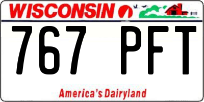 WI license plate 767PFT