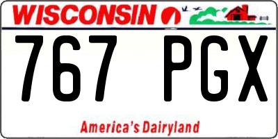WI license plate 767PGX