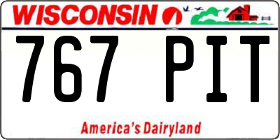 WI license plate 767PIT