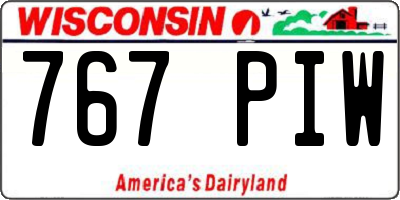 WI license plate 767PIW