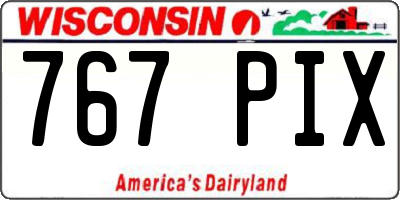 WI license plate 767PIX
