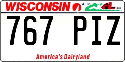 WI license plate 767PIZ