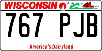 WI license plate 767PJB