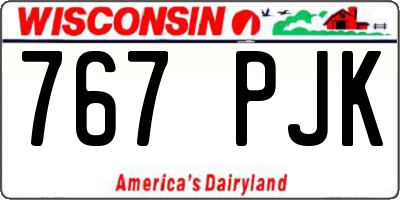 WI license plate 767PJK