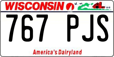 WI license plate 767PJS