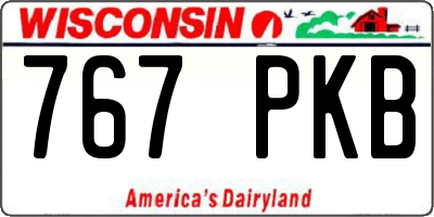 WI license plate 767PKB