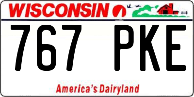 WI license plate 767PKE
