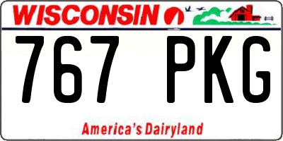 WI license plate 767PKG