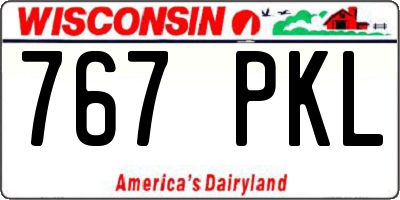WI license plate 767PKL