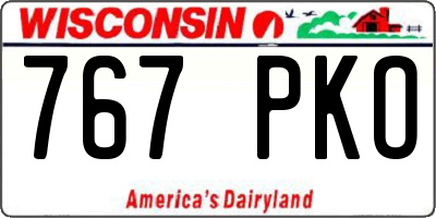 WI license plate 767PKO