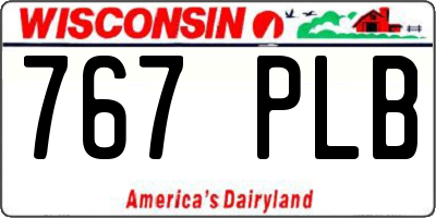WI license plate 767PLB