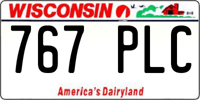 WI license plate 767PLC