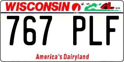 WI license plate 767PLF