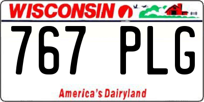 WI license plate 767PLG